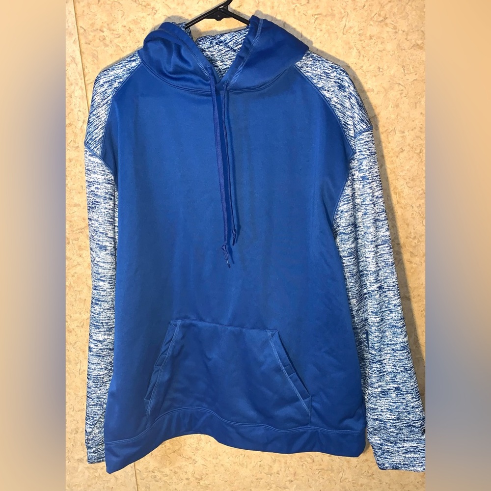 Badger Sport Men’s Large Sweatshirt Blue Pullover Pocket Hooded Casual